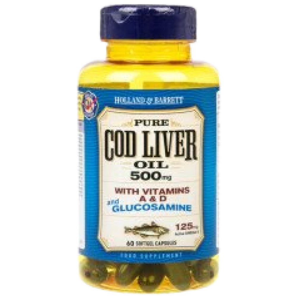 Huile de foie de morue 500 mg | Avec de la glucosamine - 60 capsules