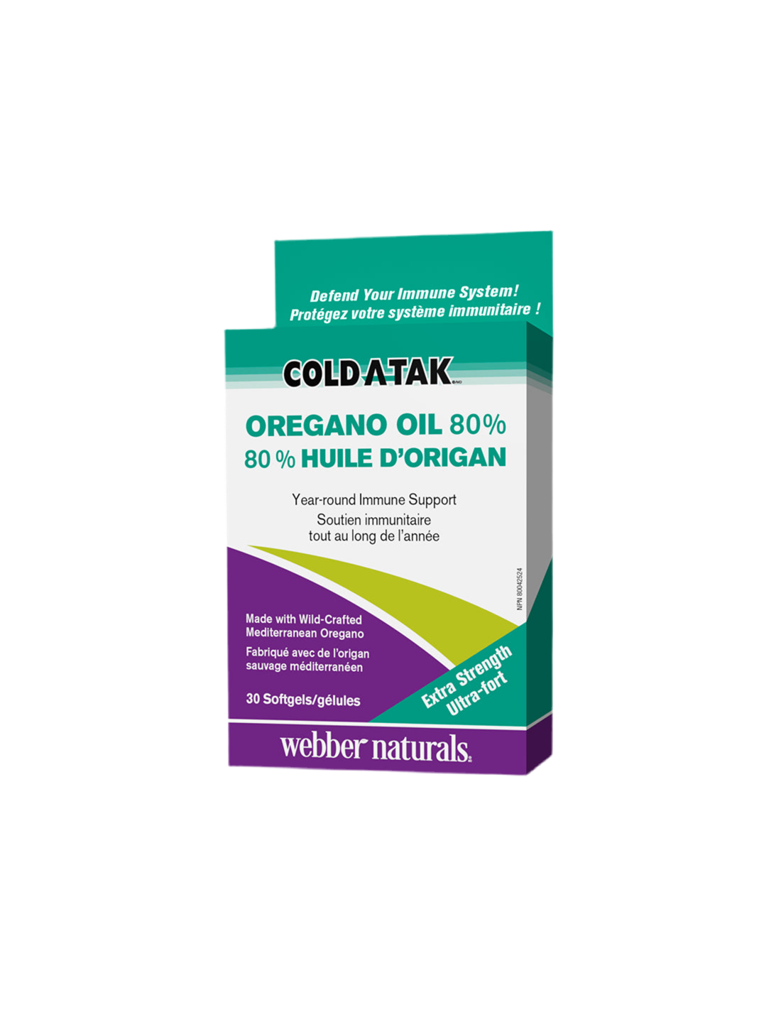 Cold-a-Tak® Origan Oilo Extra Strength/Origan (huile/80% Carvacrol), 180 mg, 30 capsules de génie soft
