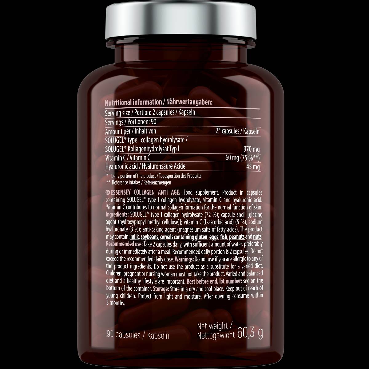 Collagène anti-âge | avec vitamine C et acide hyaluronique - 90 capsules