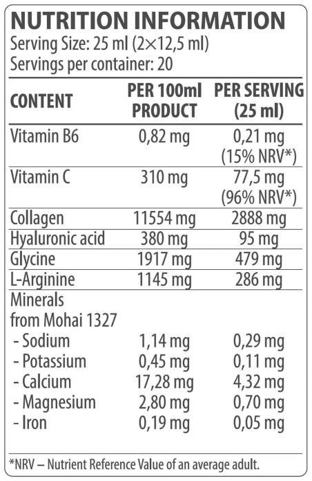 Liquide de collagène | avec l'acide hyaluronique et la vitamine C - 500 ml