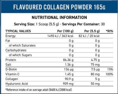 Poudre de collagène | avec l'acide hyaluronique et la vitamine C - 165 grammes