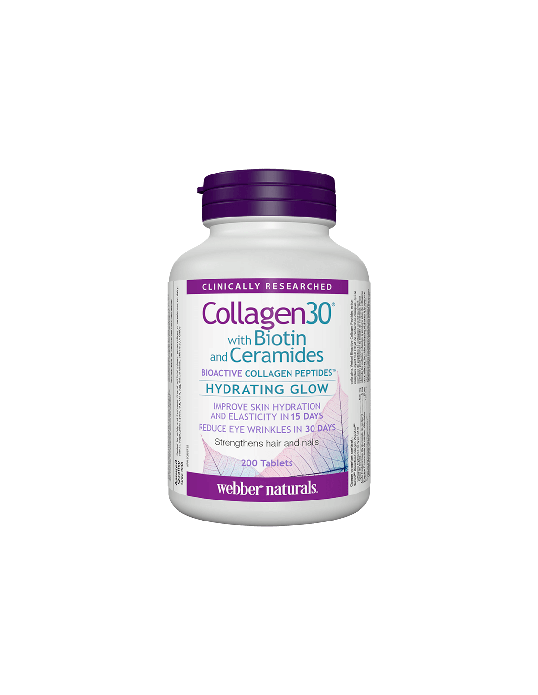Collagène30® avec biotine et céramides/collagène (peptides de collagène bioactif) avec de la biotine et des céramides, 200 comprimés