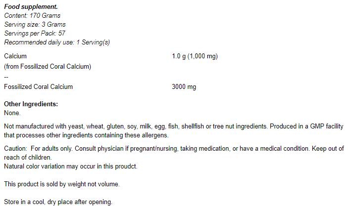 Poudre de calcium corallien - 170 grammes
