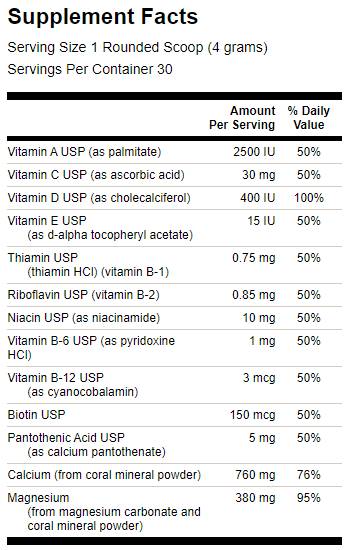 Complexe de calcium corallien avec des vitamines 120 grammes