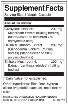 Complexe Cordyceps avec des champignons reishi et shiitake - 60 capsules