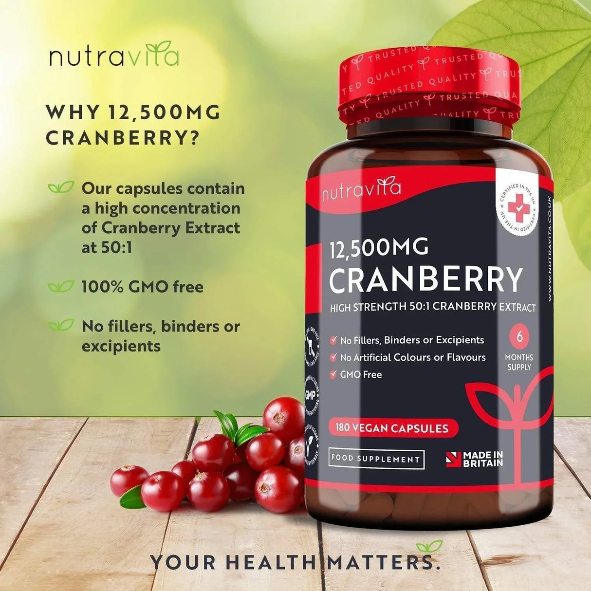 Canneberge - canneberge rouge 12500 mg 180 capsules végétaliennes