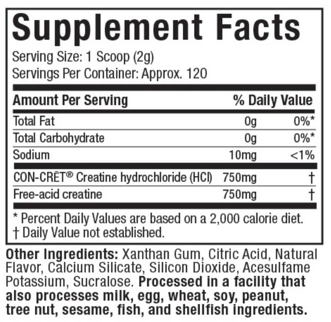 Creator® | Créatine hcl + créatine franc-acide - 235 grammes