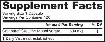 Créatine monohydrate 800 mg 120 capsules