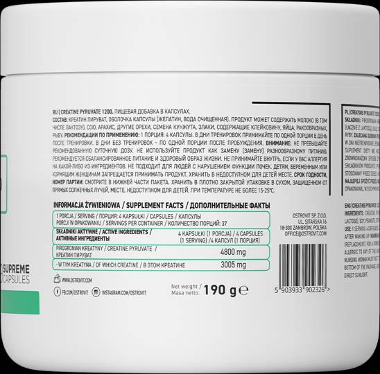 Pyruvate de créatine 1200 150 capsules