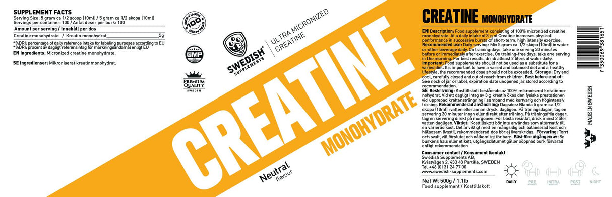 Créatine monohydrate/micronisé supplémentaire - 500 grammes