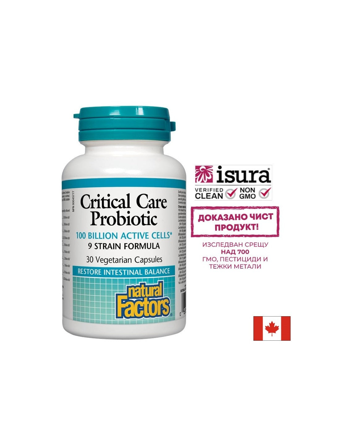 Probiotique de soins intensifs 100 milliards de cellules actives, 9 Formule de souche - 30 capsules