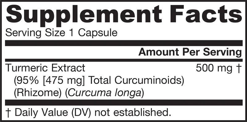 Curcumine 95 500 mg | 95% d'extrait de curcuma curcuminoïdes - 120 capsules