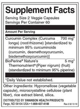 Complexe de curcumine avec biopérine 350 mg - 120 capsules
