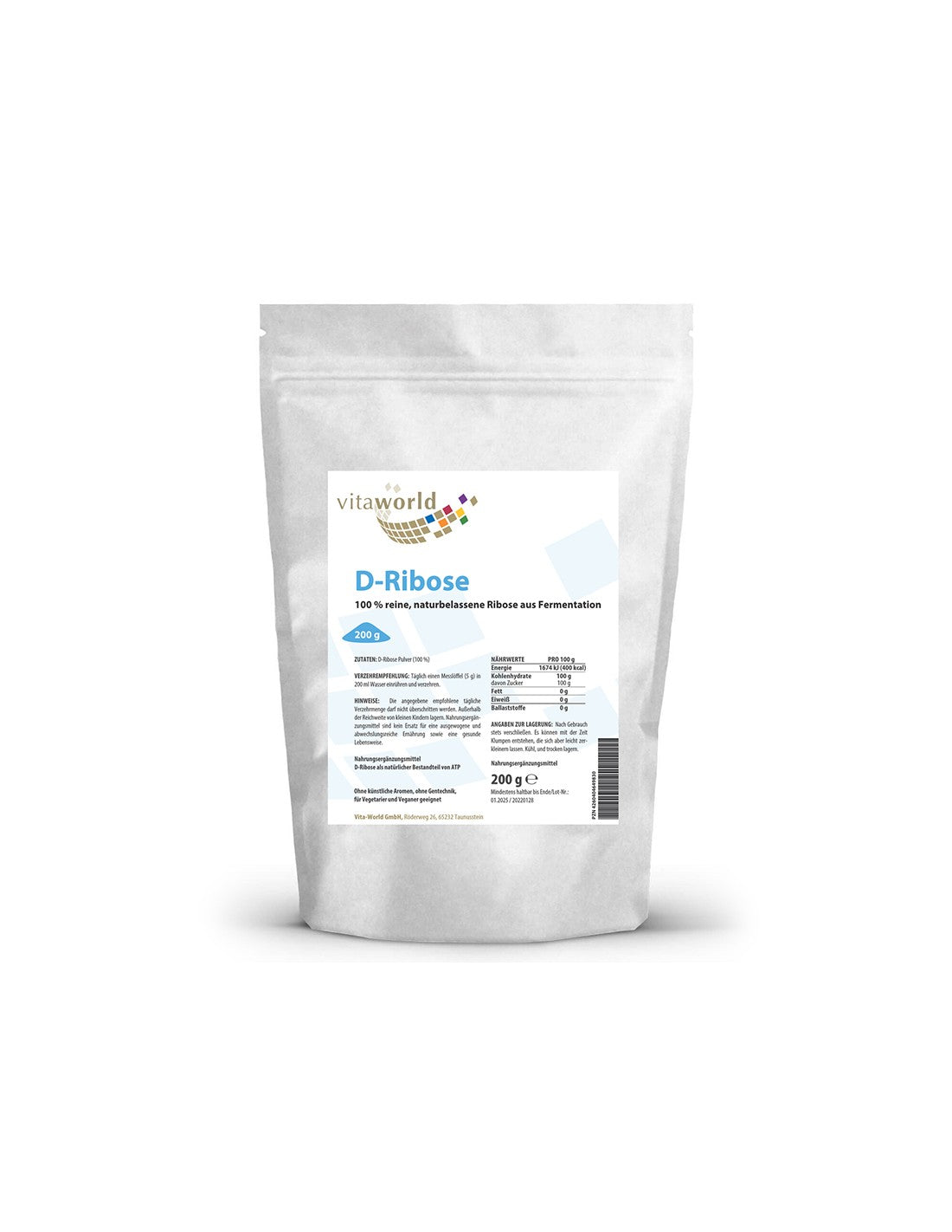 Énergie - d-ribose, 200 g de poudre