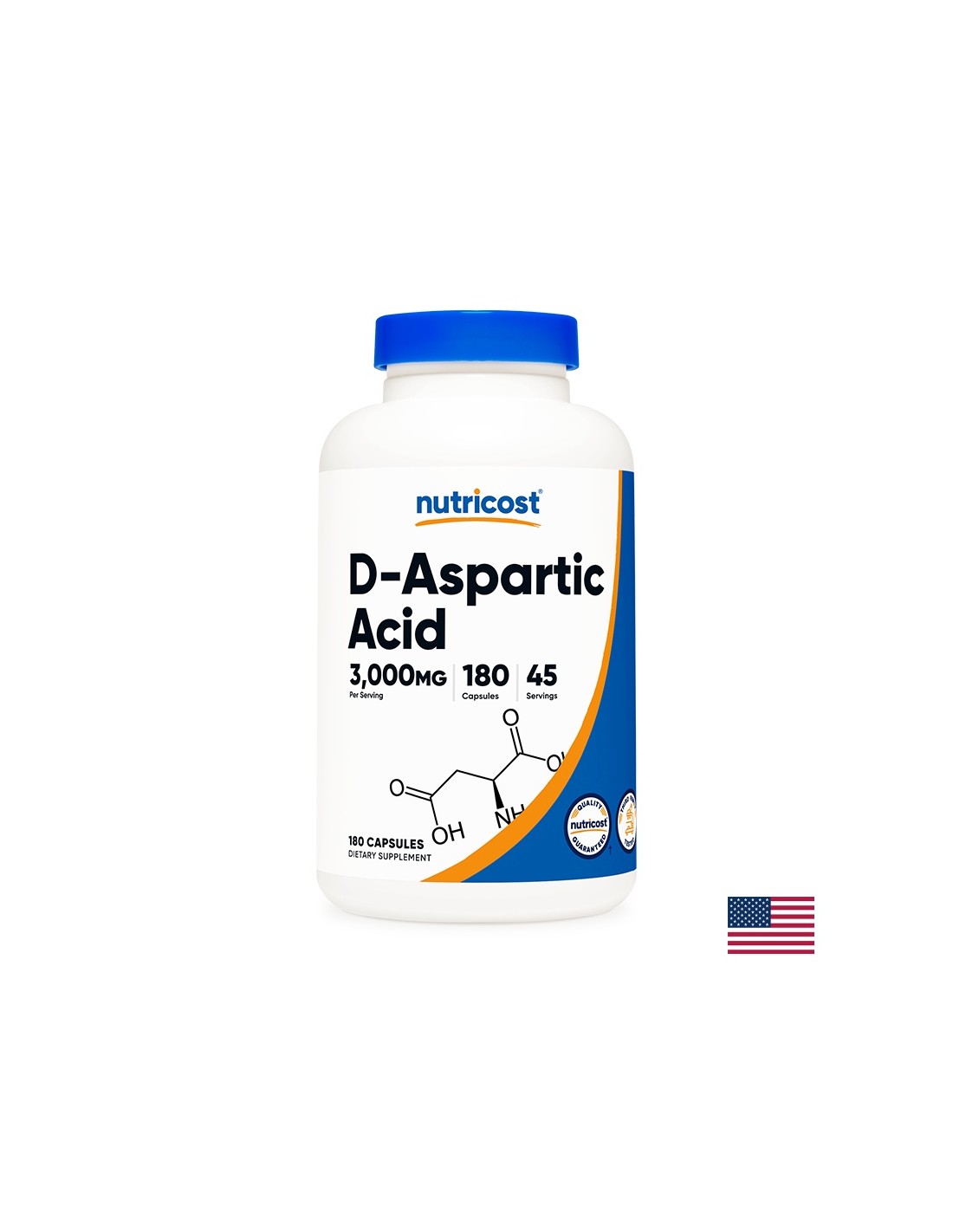 Santé masculine - Acide D-aspartique, 3 000 mg/180 gélules <tc>Nutricost</tc>