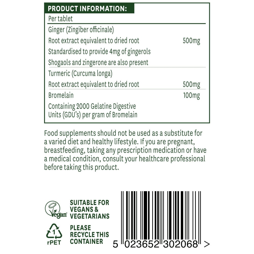 Gingembre, curcuma et bromélaïn 60 comprimés natures