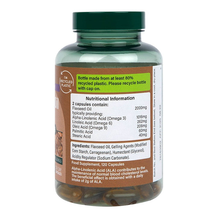 Pressé à froid à haute résistance | Huile de lin 2000 mg - 120 capsules