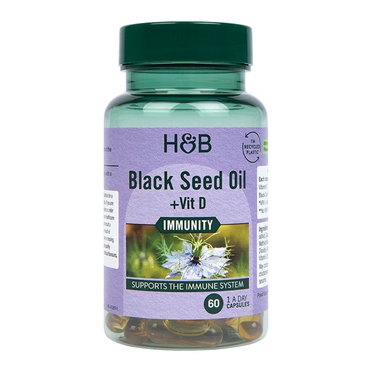 Huile de graines noires avec de la vitamine D - 60 capsules