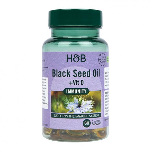 Huile de graines noires avec de la vitamine D - 60 capsules