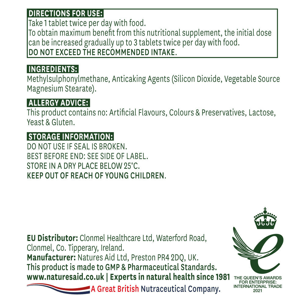 Méthylsulfonylméthane MSM (méthylsulfonylméthane msm) 1000 mg 90 comprimés naturesaid