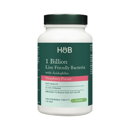 Probiotique avec acidophilus (fraise à croûte d'acide 1 milliard) 1 milliard) 1 milliard. 120 comprimés à croquer Holland & Barrett