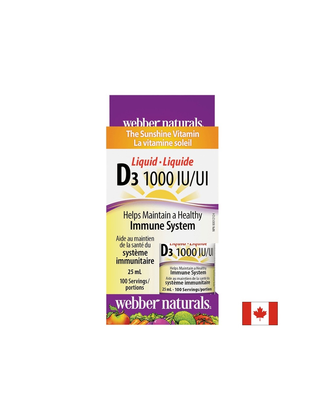 Vitamine D3 /liquide/ 1000 UI x 25 ml, 100 doses <tc>Webber Naturals</tc>