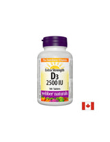 Des os sains et une immunité forte - Vitamine D3 2500 UI, 180 comprimés <tc>Webber Naturals</tc>
