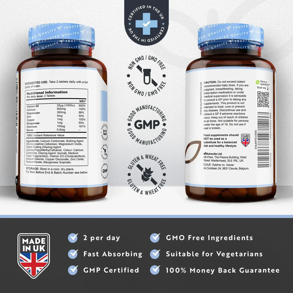 Calcium, magnésium, zinc et vitamine D3 - 365 comprimés