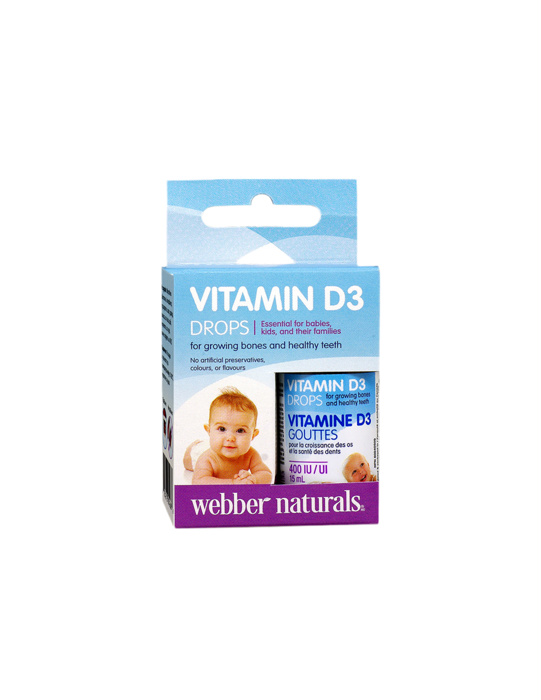Vitamine D3 pour les bébés et les enfants, 400 UI x 15 ml/500 doses