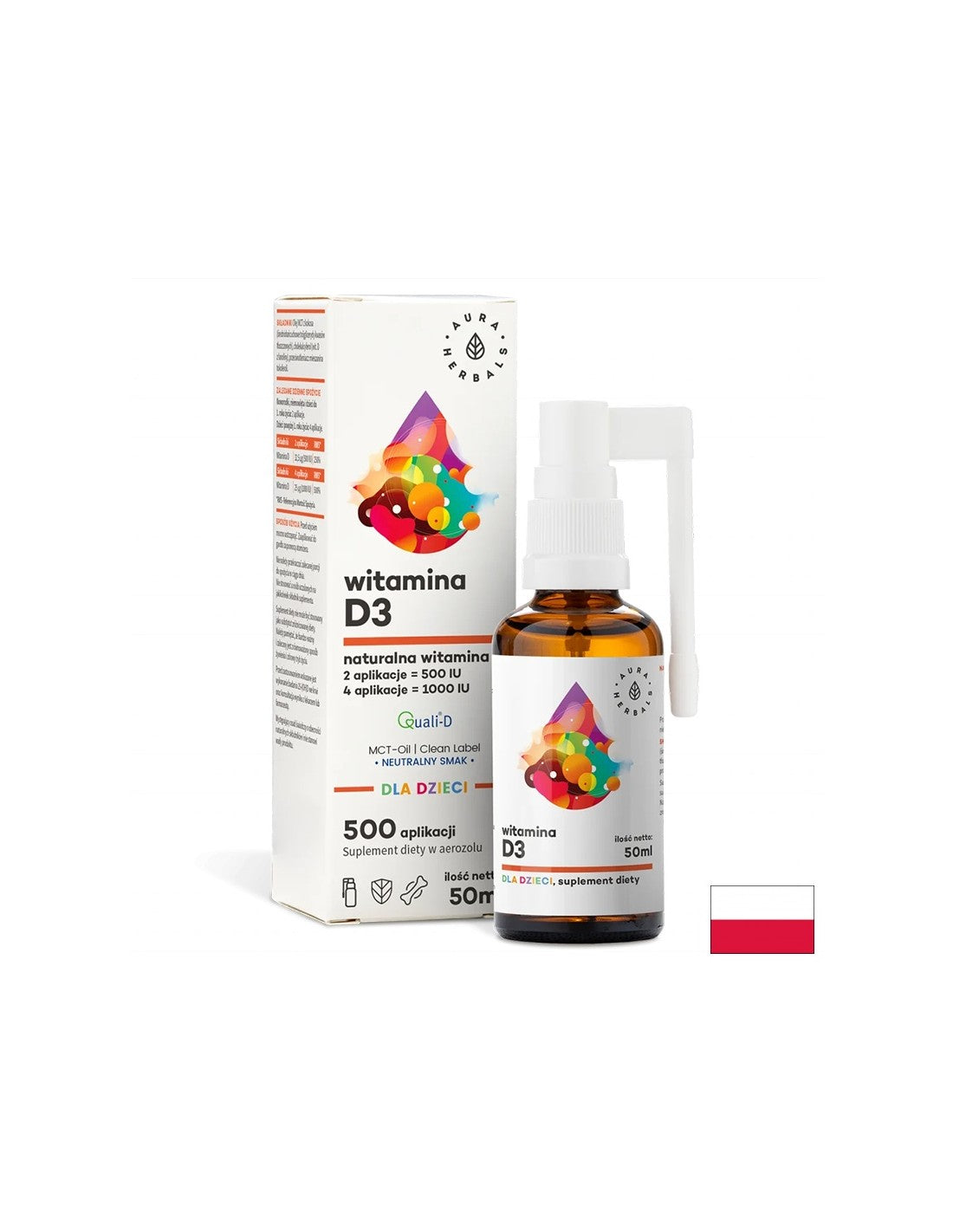 Soin des os et immunité renforcée - Vitamine D3 pour enfants et adultes, Spray buccal, 50 ml <tc>Aura Herbals</tc>