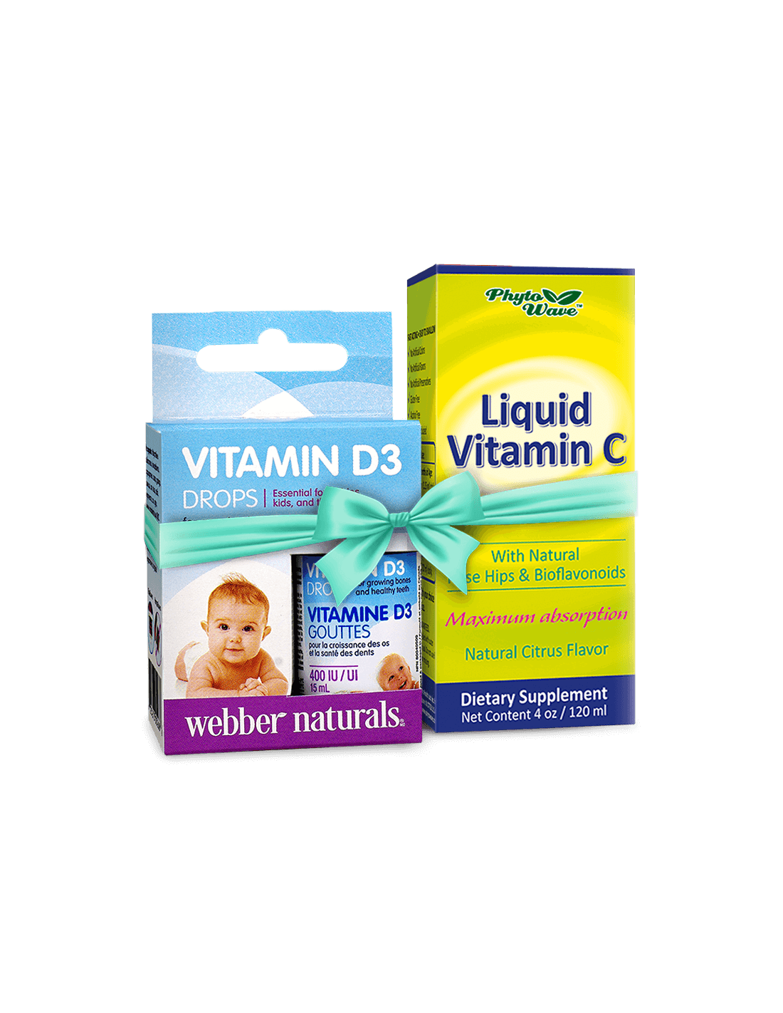 Ensemble promo - Immunité forte (pour les adultes et les enfants)/vitamine D3 (gouttes) et vitamine C (sirop)