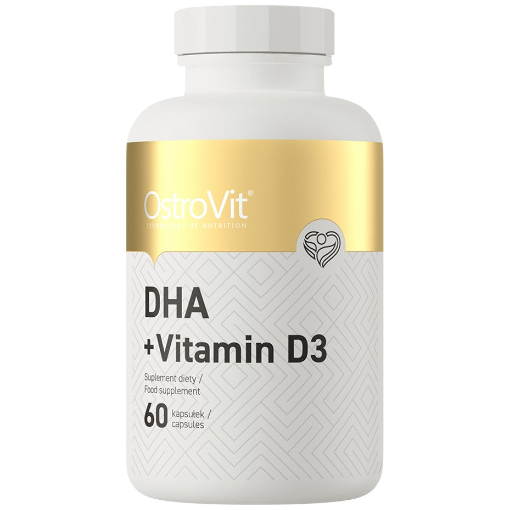 DHA + Vitamine D3 | 300 mg DHA de l'huile de poisson 60 capsules de gel