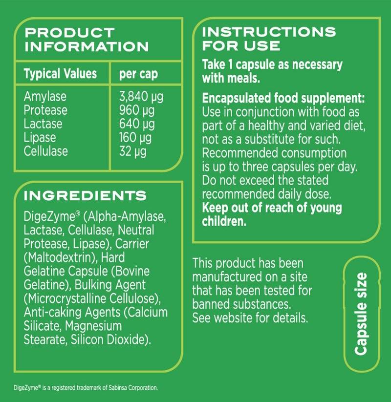 Digezyme/enzymes digestives - 90 capsules
