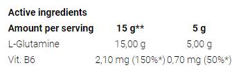 Poudre de L-glutamine | Glutamine micronisée avec de la vit. B6 - 450 grammes