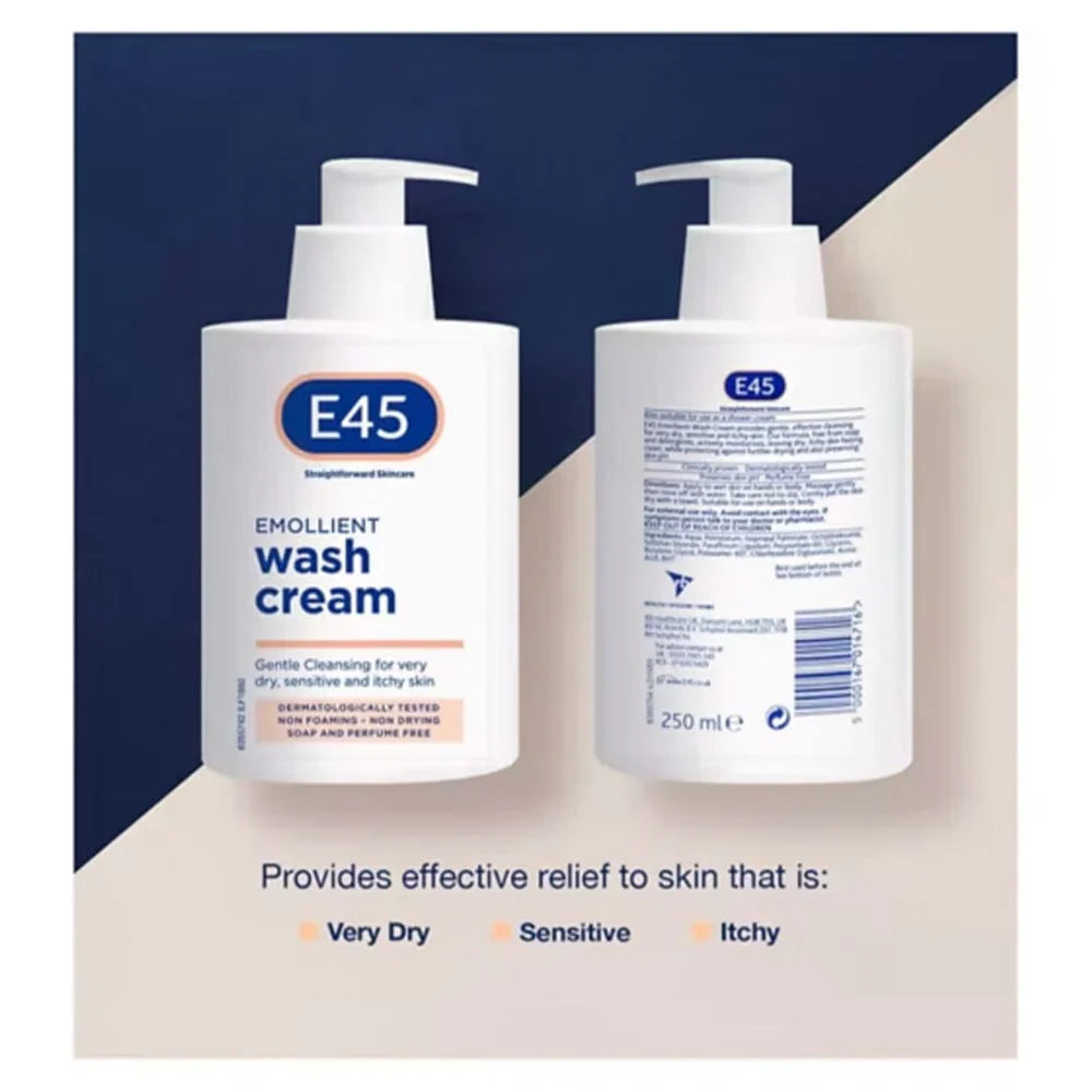 E45 Emollient Nettoying Cream pour une peau sèche, sensible et qui démange - 250 ml