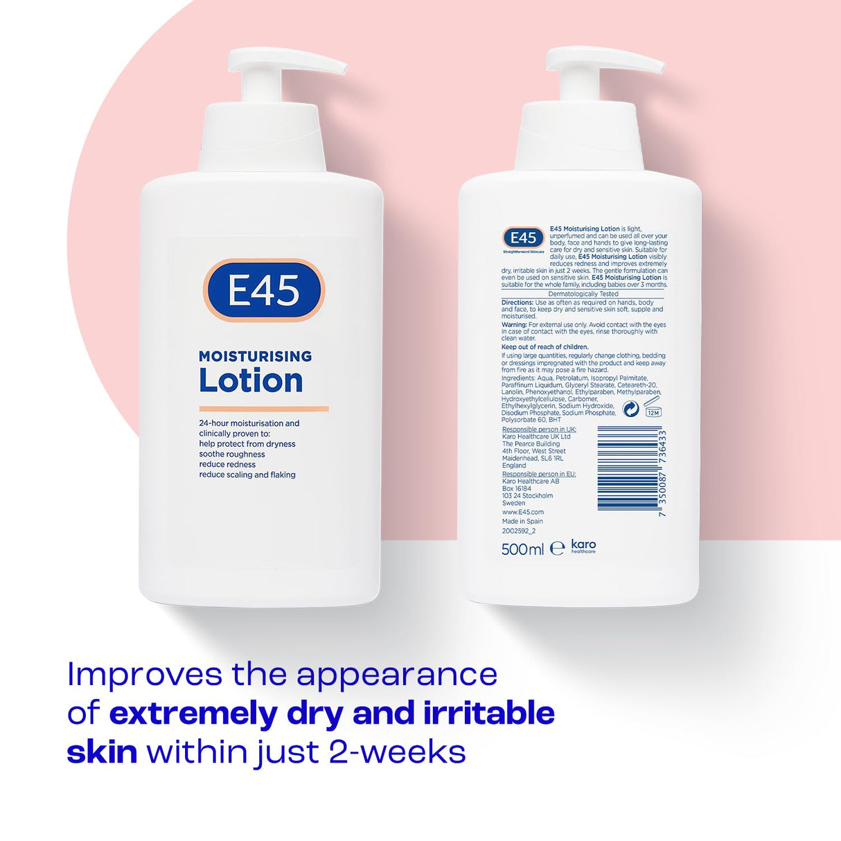 Lotion hydratante E45 pour la peau sèche et sensible - 500 ml