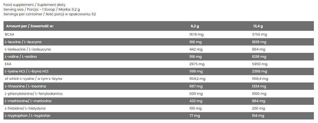 EAA + BCAA/acides aminés essentiels + acides aminés à chaîne ramifiée - 390 grammes