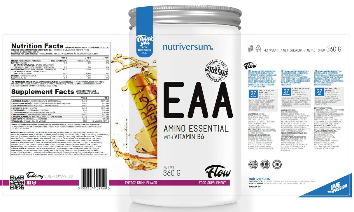 EAA Flow | Acides aminés essentiels - 360 grammes
