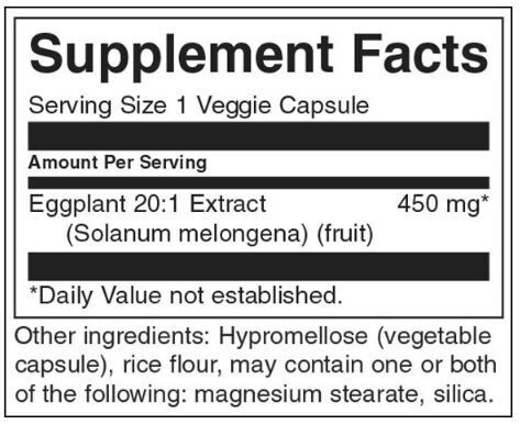 Extrait d'aubergines 20: 1 450 mg - 30 capsules