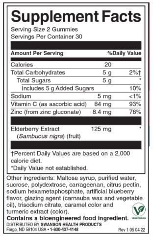 Gummies de sureau avec du zinc et de la vitamine C | Berry - 60 comprimés à croquer