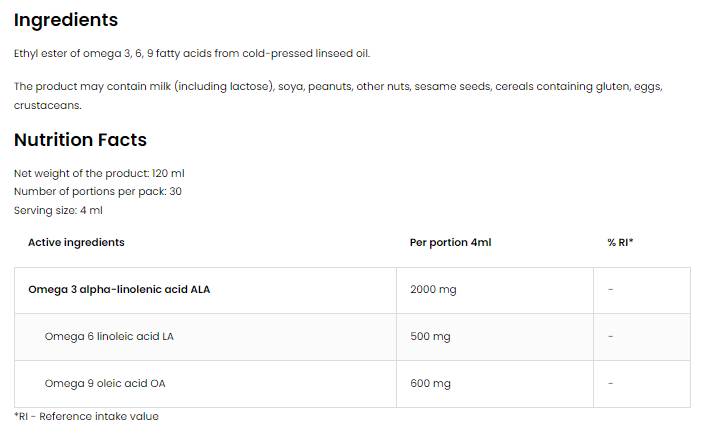 Elite Omega 3-6-9 Liquide | Vege 120 ml