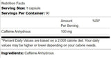 Cafeine Endurance 100 mg - 90 capsules
