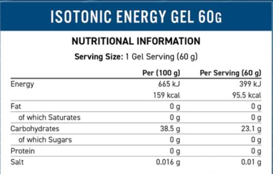 Gel d'énergie isotonique d'énergie d'endurance - 20 x 60 grammes