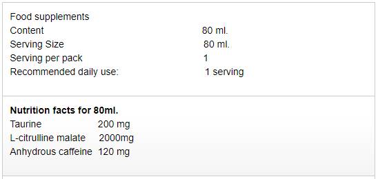Choc énergétique | Tir pré-entraînement - 80 ml