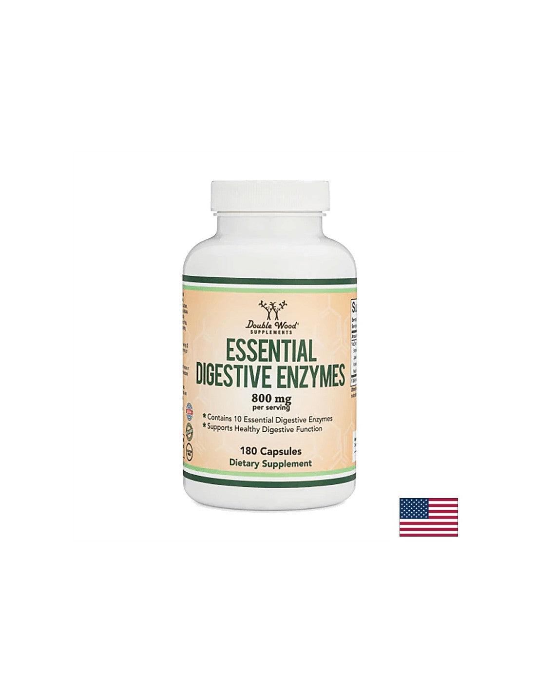 Enzymes digestives essentielles - Enzymes digestives, 180 capsules <tc>Double Wood</tc>