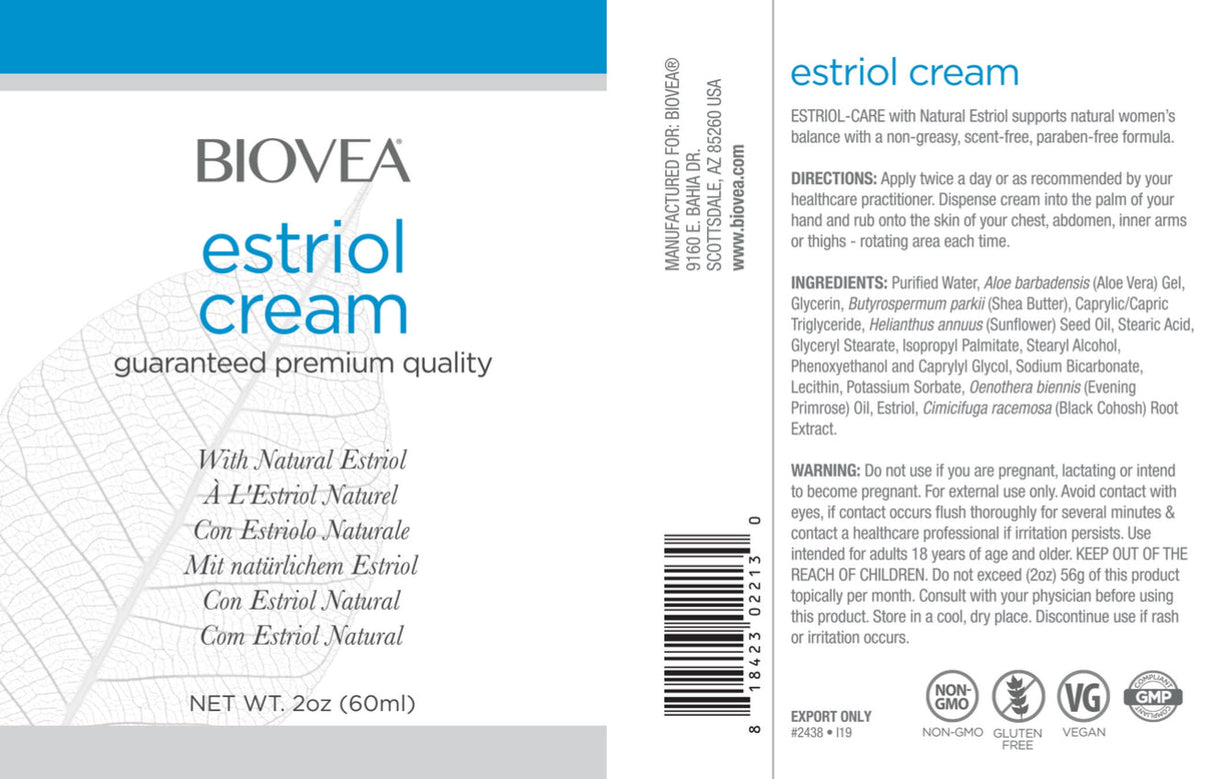 <tc>Biovea</tc> CRÈME D'ESTRIOL 60 ml. / <tc>Biovea</tc> CRÈME D'ESTRIOL
