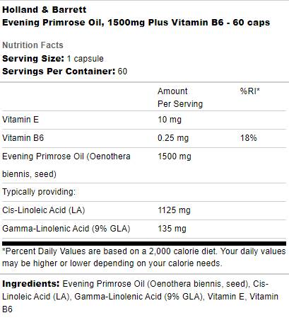 Evening Primrose Huile 1500 mg | Plus vitamine B6 - 60 capsules