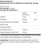 Evening Primrose Huile 1500 mg | Plus vitamine B6 - 60 capsules