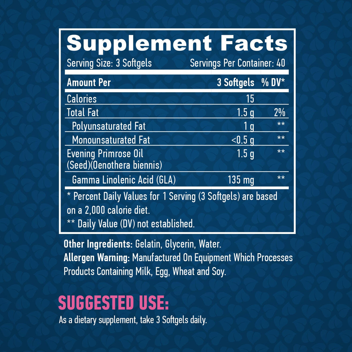 Huile de prime de soirée/pressé à froid/500 mg./120 softgels