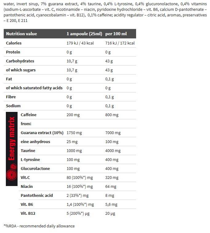 Extrême Speed ​​Shot Energy Booster 20 x 25 ml